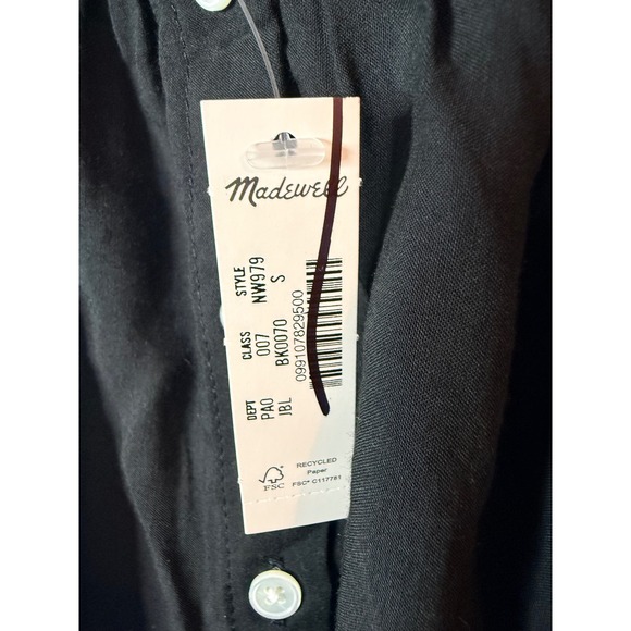 Madewell Embroidered Scalloped Tank Jet black Small NWT - Picture 5 of 8